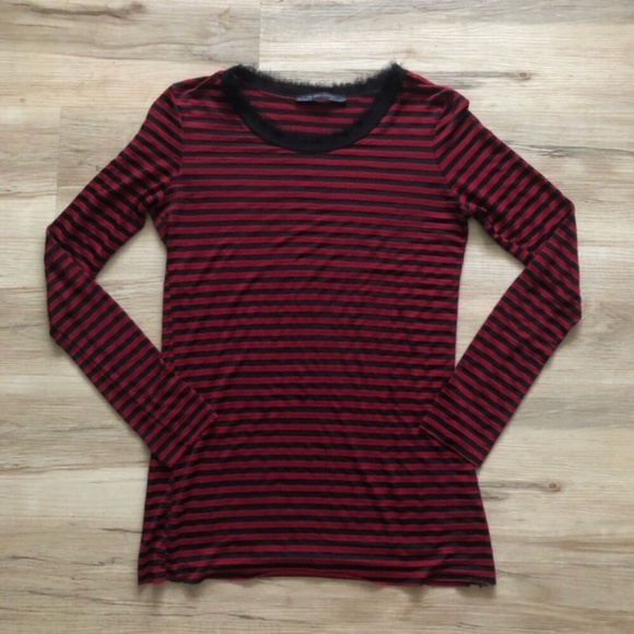 Zara Striped Black and Red Women's Top - Picture 1 of 6